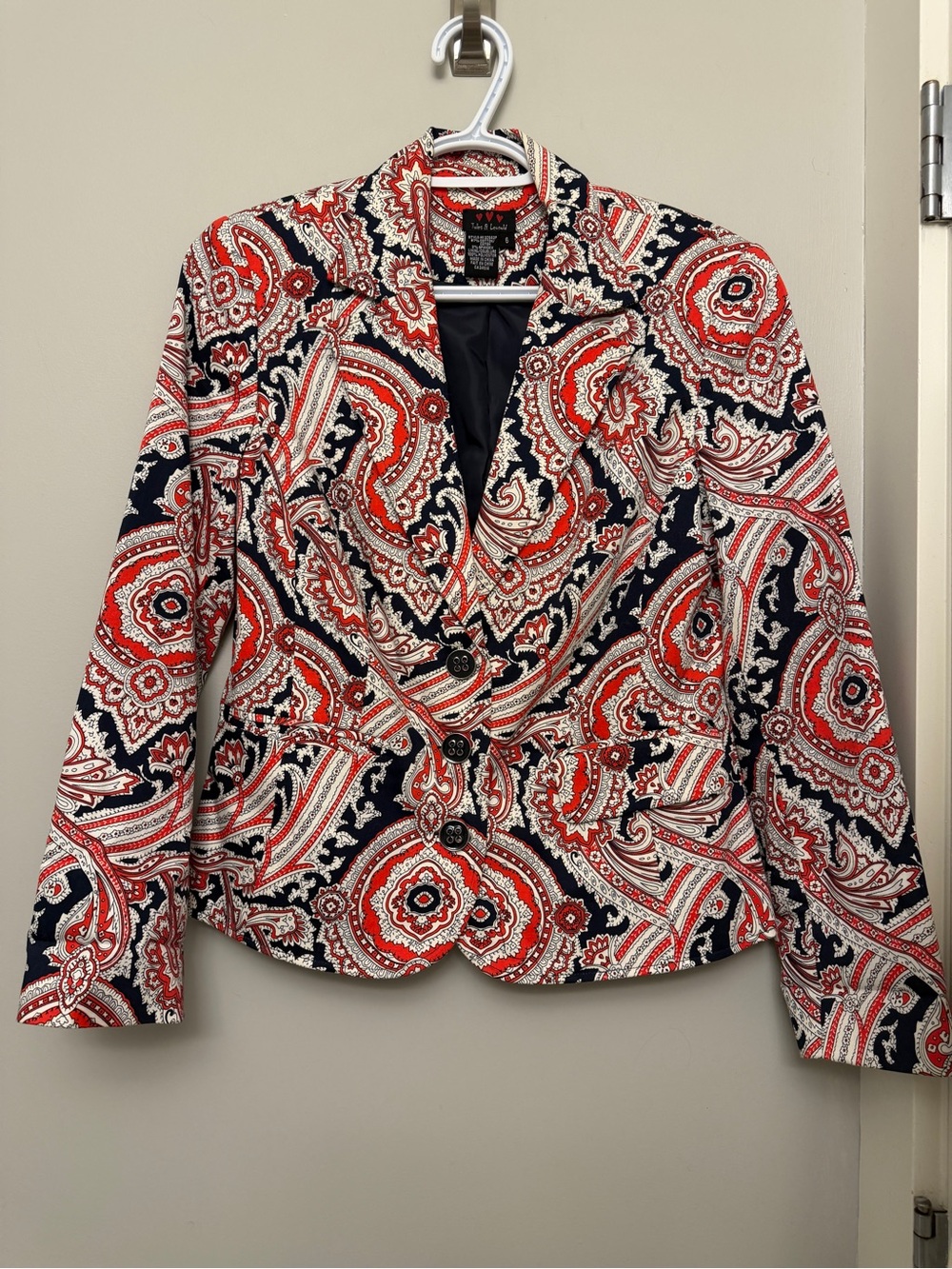Navy & White Paisley Blazer